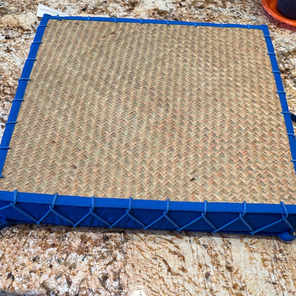 Kohl's Tan and Blue Woven Seat Cushion